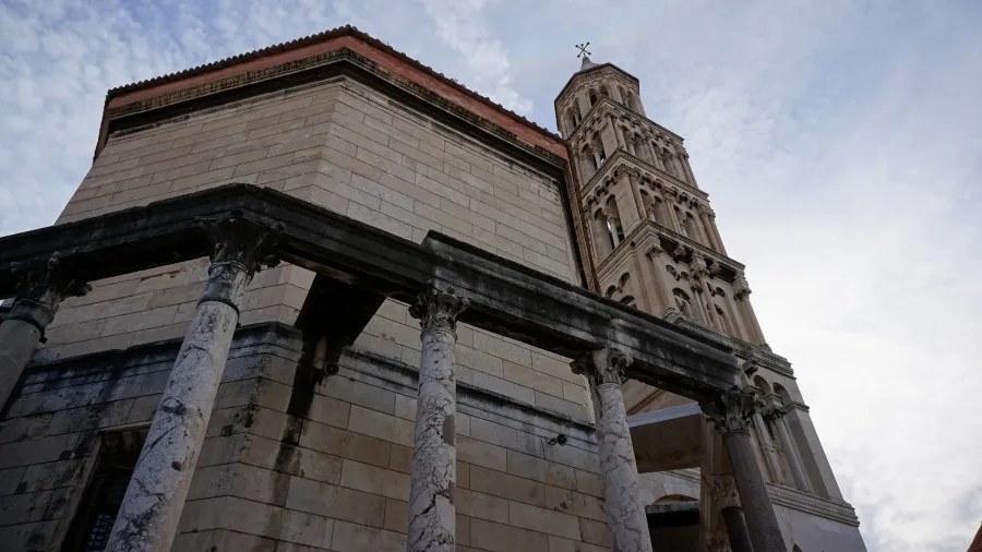 The Cathedral of Saint Domnius in Split, featuring its ancient octagonal structure and bell tower