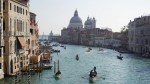 The Grand Canal in Venice with boats and the Santa Maria della Salute basilica
