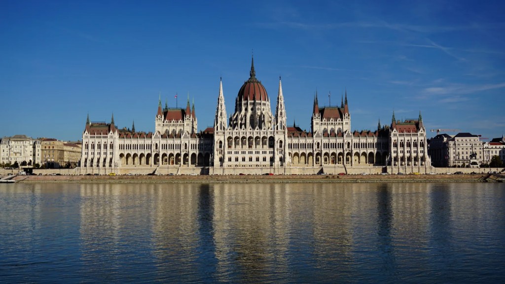 The Hungarian Parliament Building in Budapest reflected in the Danube River